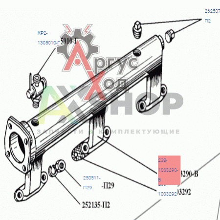 238-1003290-В Труба водяная правая в сборе